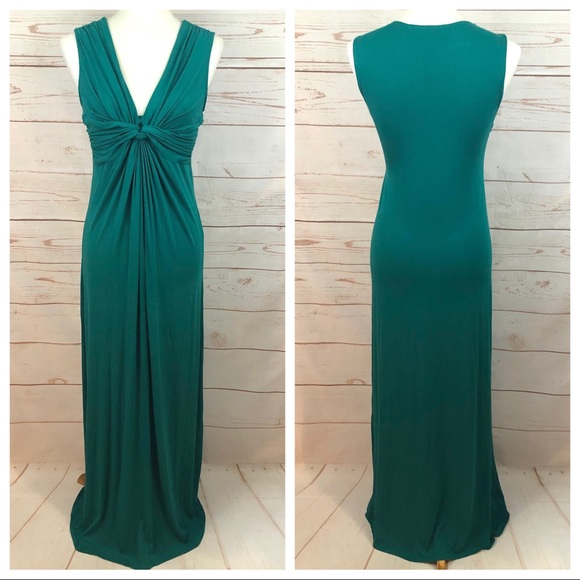 Max Studio Dresses & Skirts - Max Studio Twisted Front Plunging Neckline Teal Maxi Dress